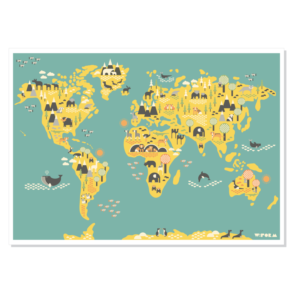 Världskarta för barnrummet