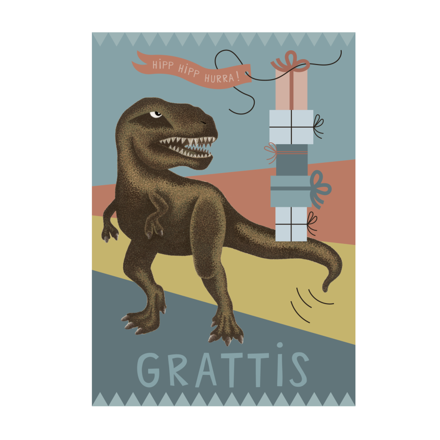 Tyrannosaurus rex - Grattis Vykort A5